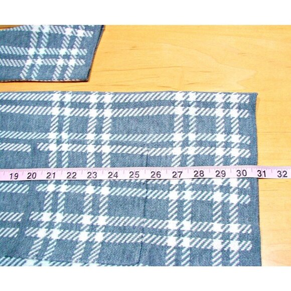 French Connection Womens Long Sweater Gray Pink Plaid Open Cardigan Pockets Sz M - Picture 7 of 9